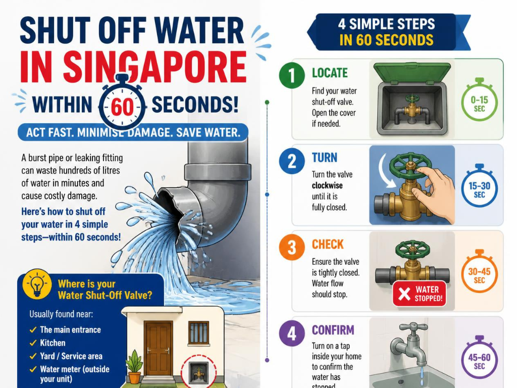 Burst Pipe Singapore: Shut Off Your Water in 60 Seconds