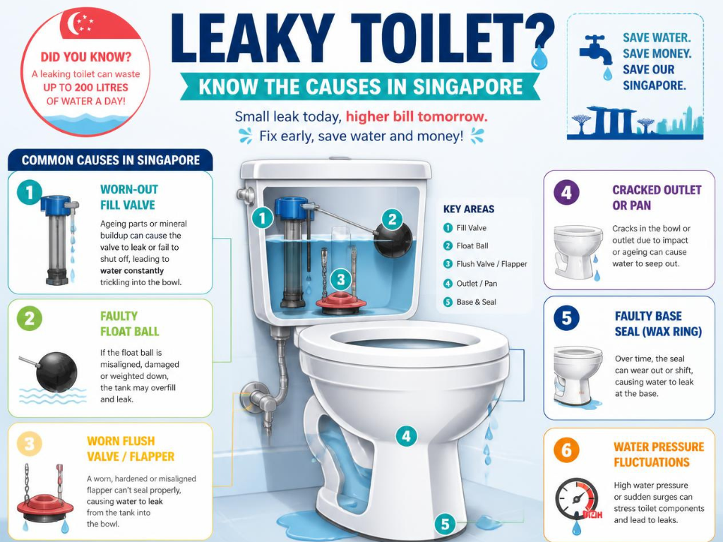 Toilet Leaking From Base Singapore: Causes and Who Pays